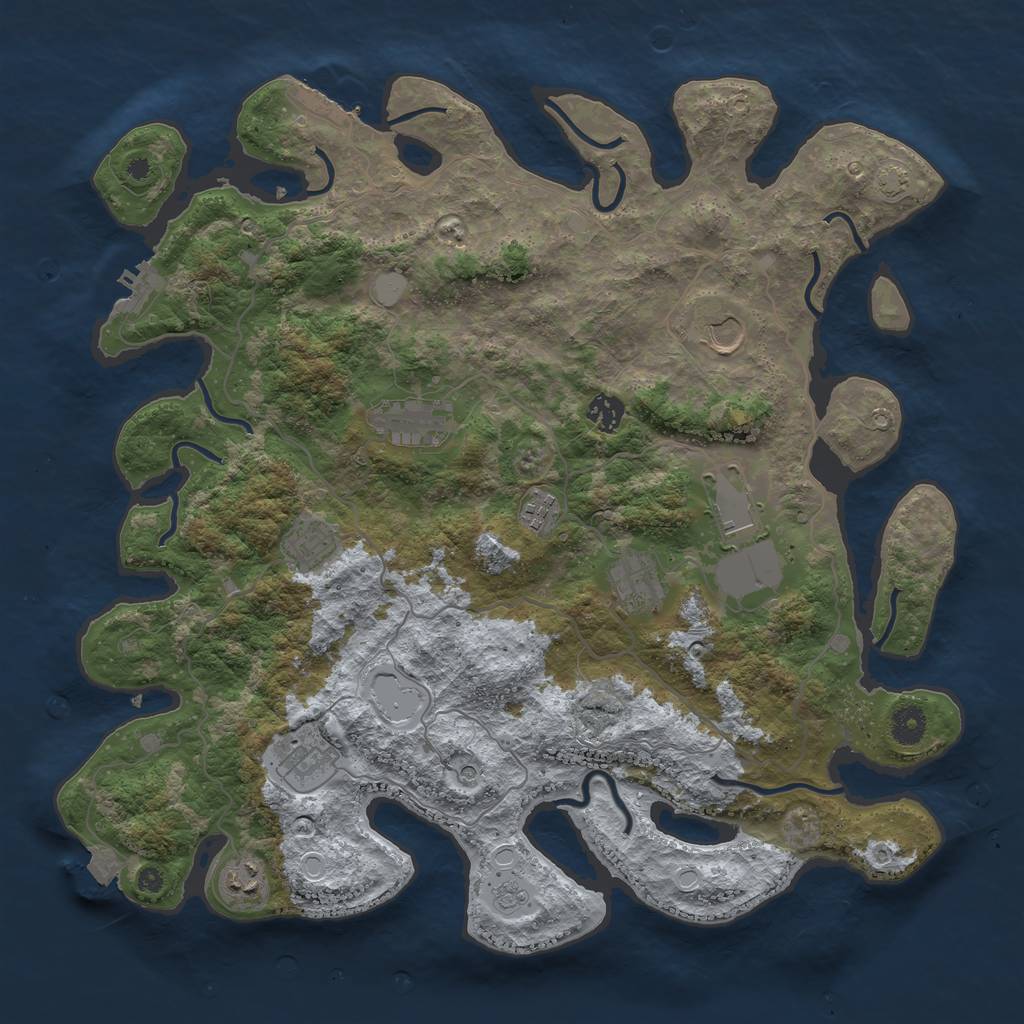 Rust Map: Procedural Map, Size: 4100, Seed: 62123592, 17 Monuments