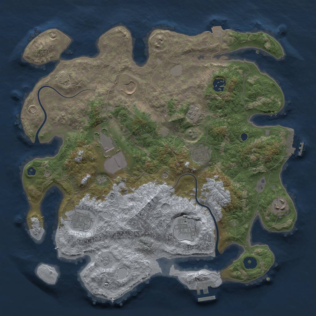 Rust Map: Procedural Map, Size: 3650, Seed: 52062231, 14 Monuments