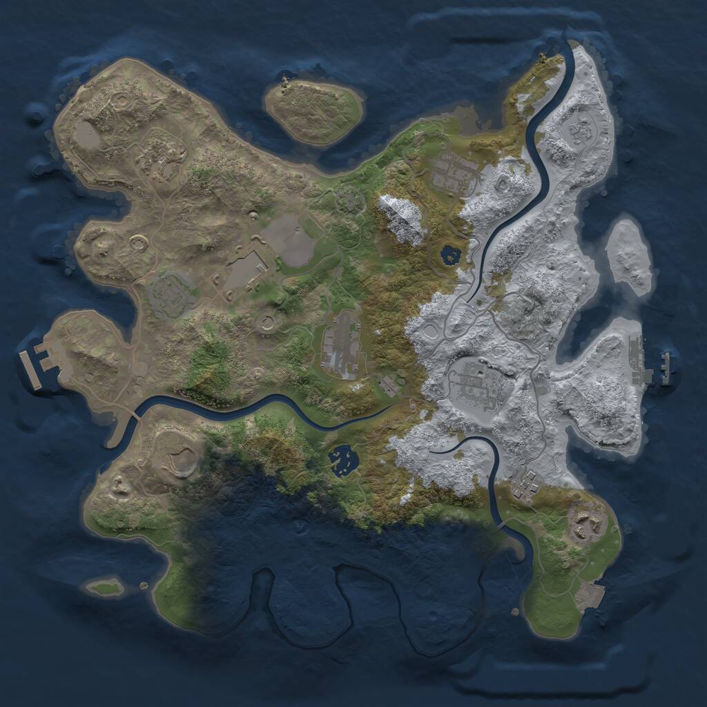 Rust Map: Procedural Map, Size: 3500, Seed: 105436697, 16 Monuments