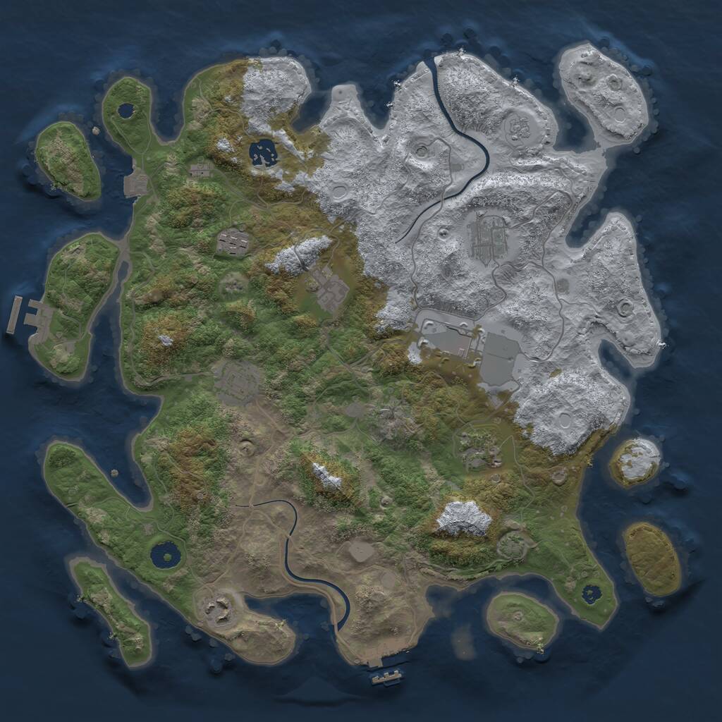 Rust Map: Procedural Map, Size: 3800, Seed: 97974385, 14 Monuments