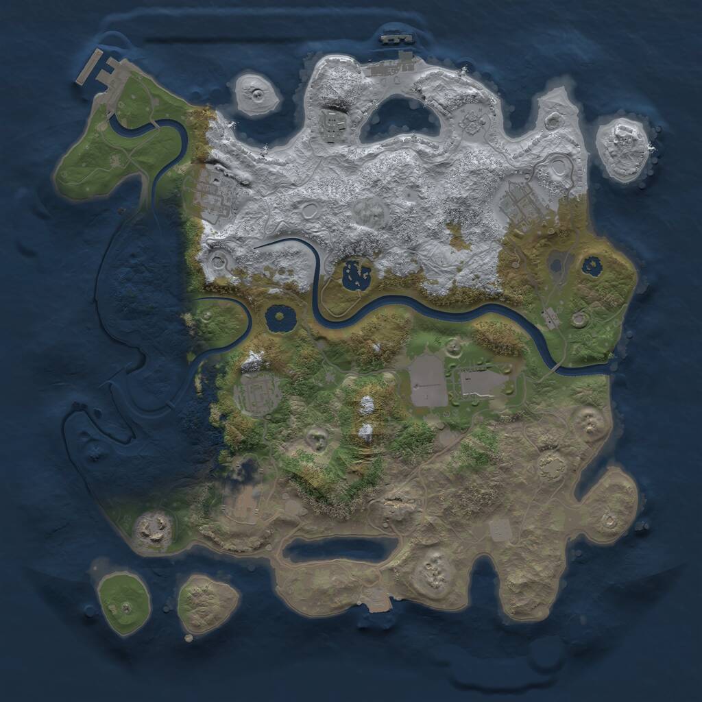 Rust Map: Procedural Map, Size: 3500, Seed: 14158665, 14 Monuments