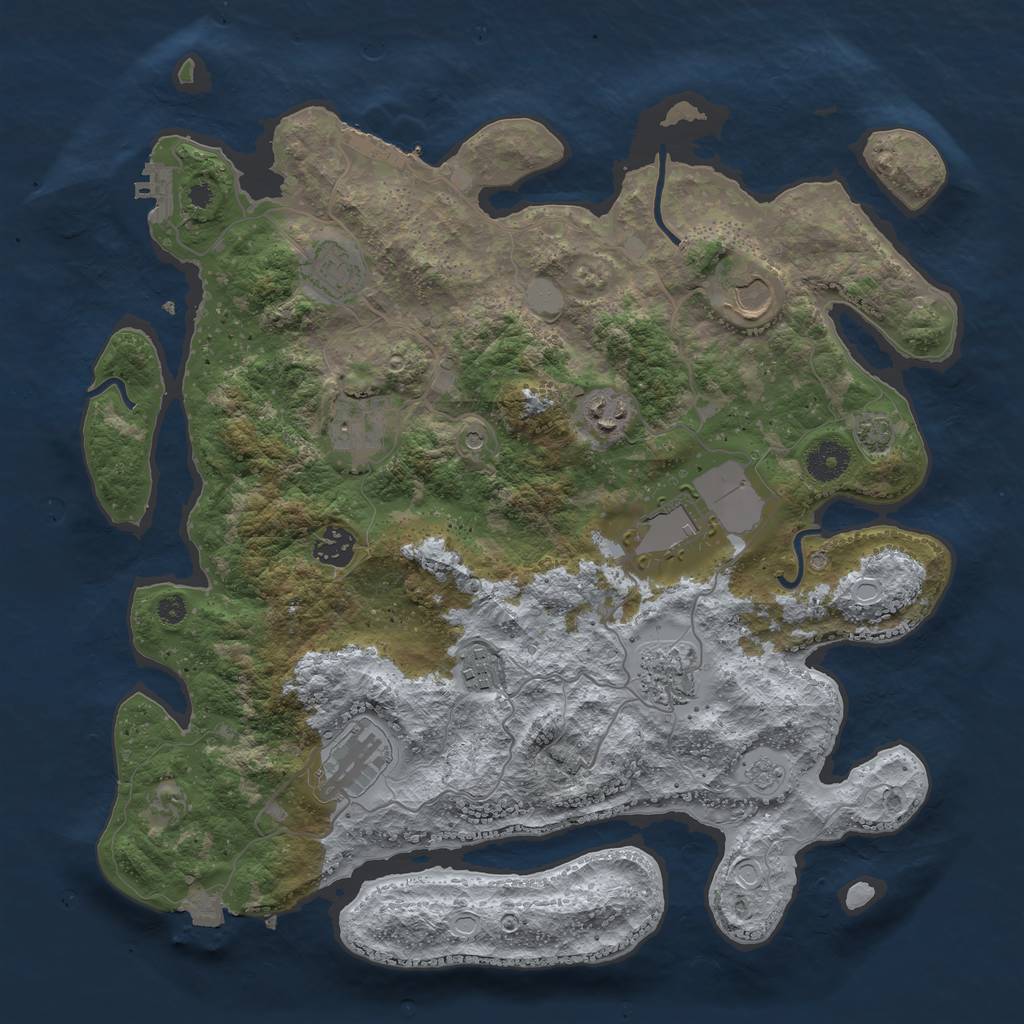 Rust Map: Procedural Map, Size: 3750, Seed: 32090772, 17 Monuments