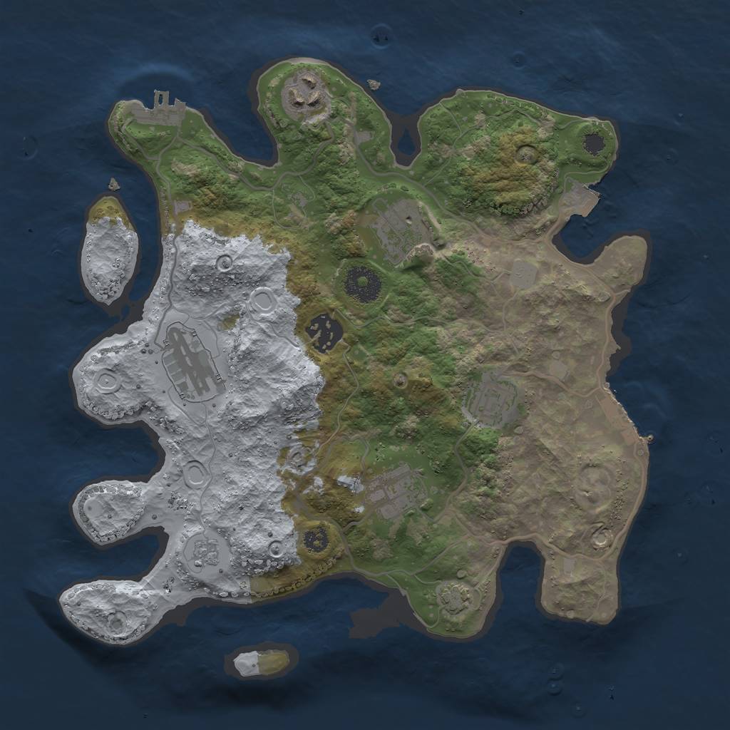 Rust Map: Procedural Map, Size: 3000, Seed: 14419, 13 Monuments