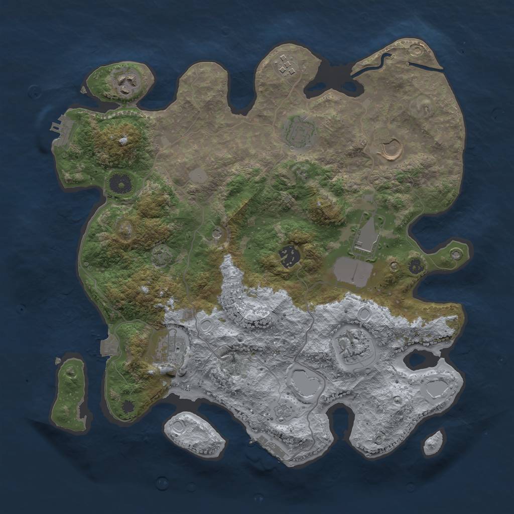 Rust Map: Procedural Map, Size: 3600, Seed: 908397, 16 Monuments