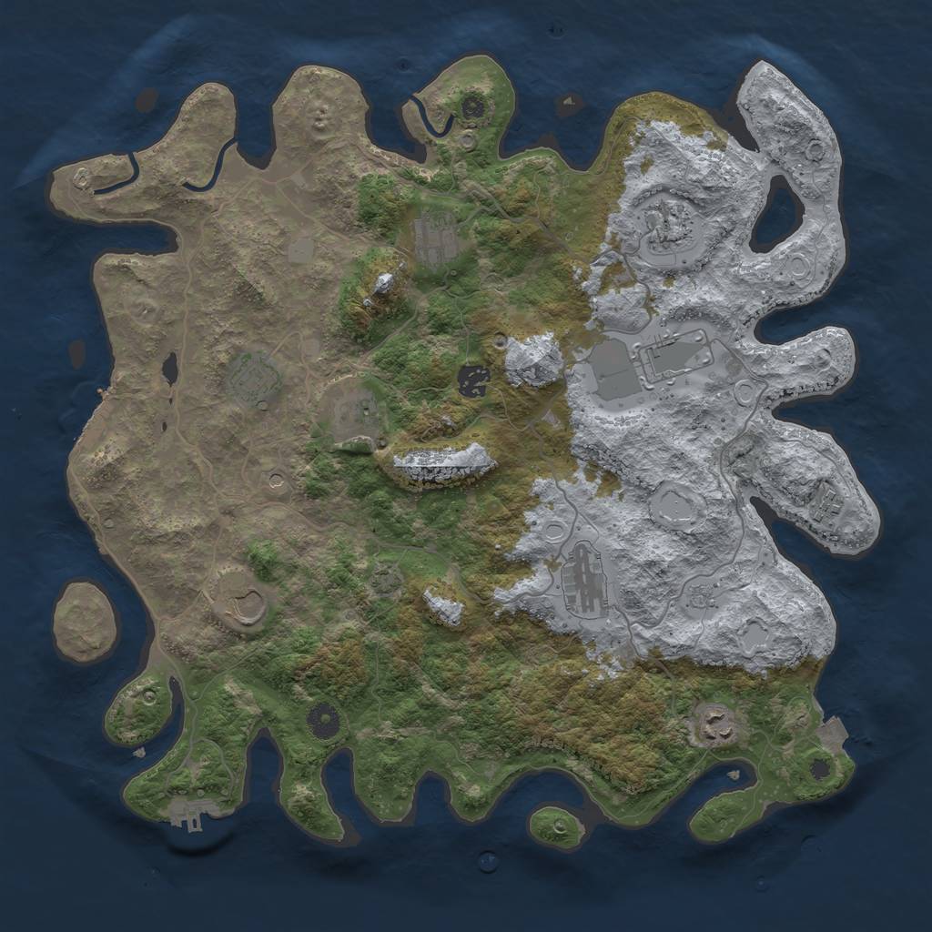 Rust Map: Procedural Map, Size: 4100, Seed: 68075836, 18 Monuments