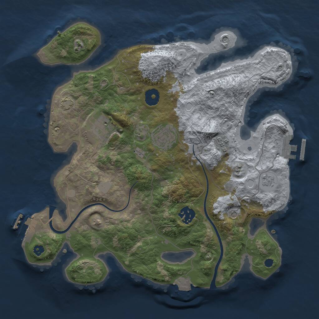 Rust Map: Procedural Map, Size: 3000, Seed: 223873574, 10 Monuments