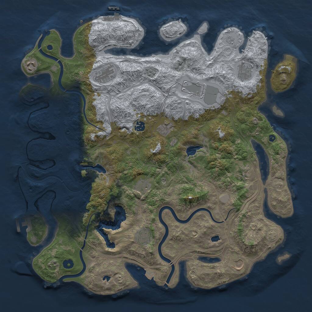 Rust Map: Procedural Map, Size: 4500, Seed: 26558885, 17 Monuments