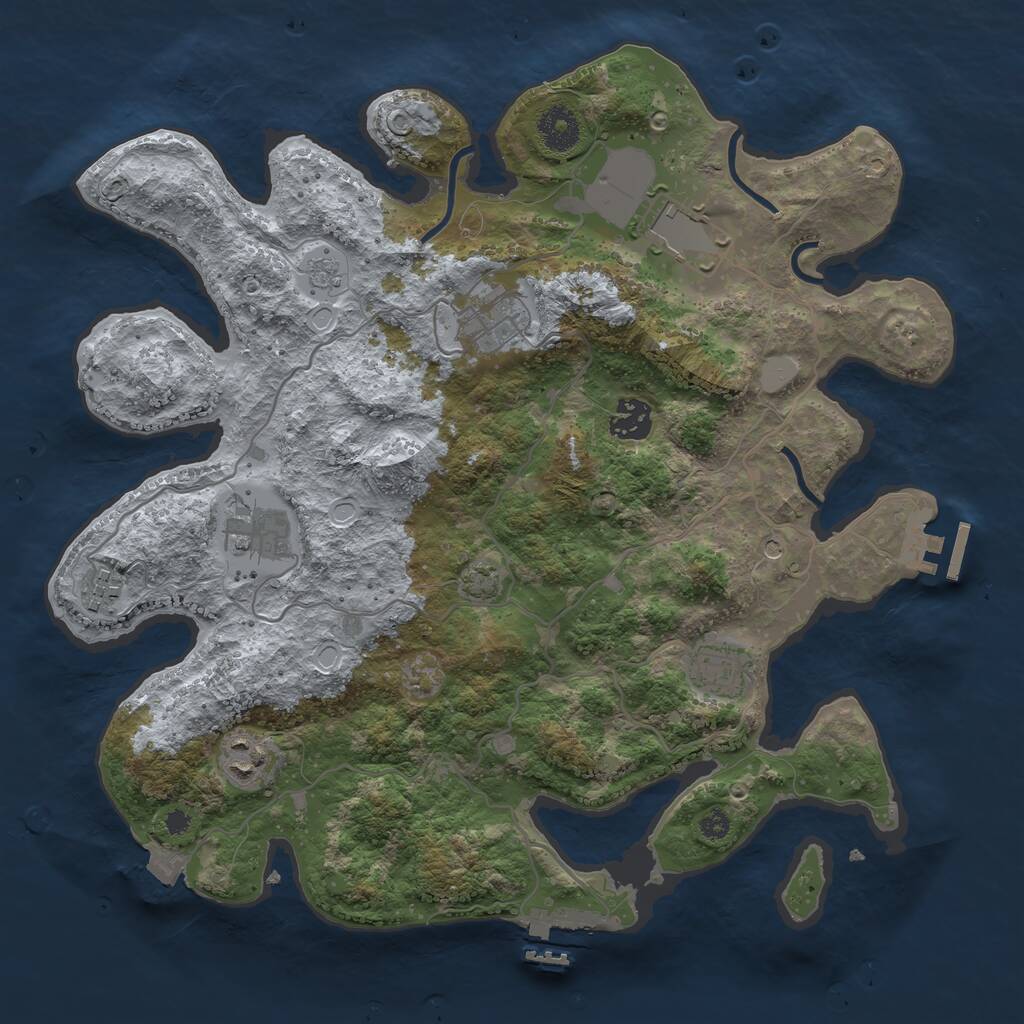 Rust Map: Procedural Map, Size: 3550, Seed: 1953333604, 13 Monuments