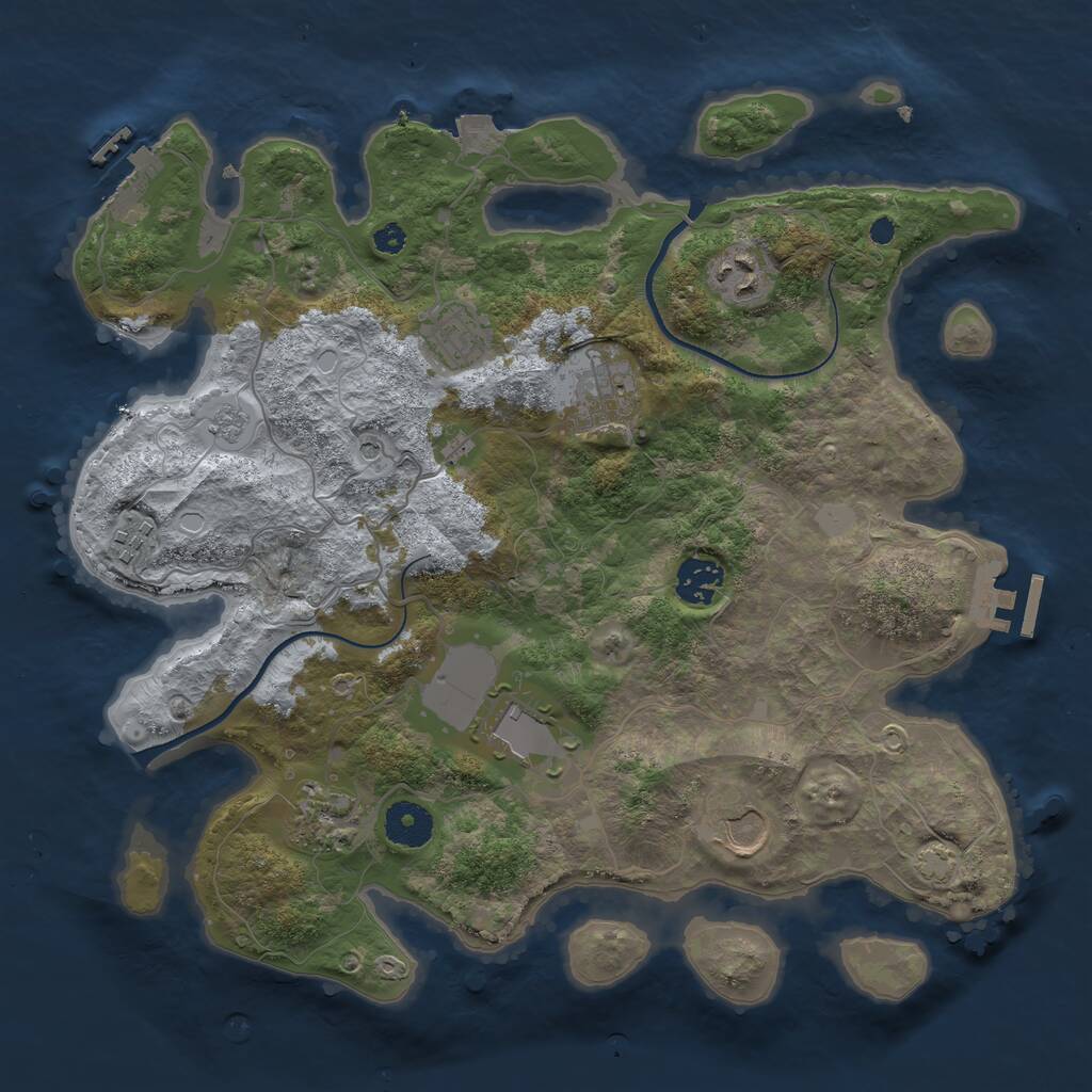 Rust Map: Procedural Map, Size: 3500, Seed: 222323833, 14 Monuments