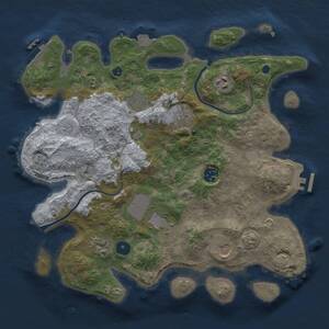 Thumbnail Rust Map: Procedural Map, Size: 3500, Seed: 222323833, 14 Monuments