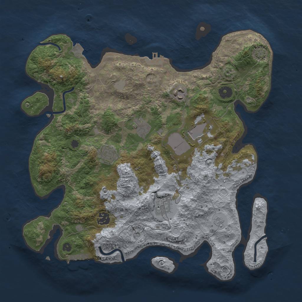 Rust Map: Procedural Map, Size: 3500, Seed: 55225890, 14 Monuments