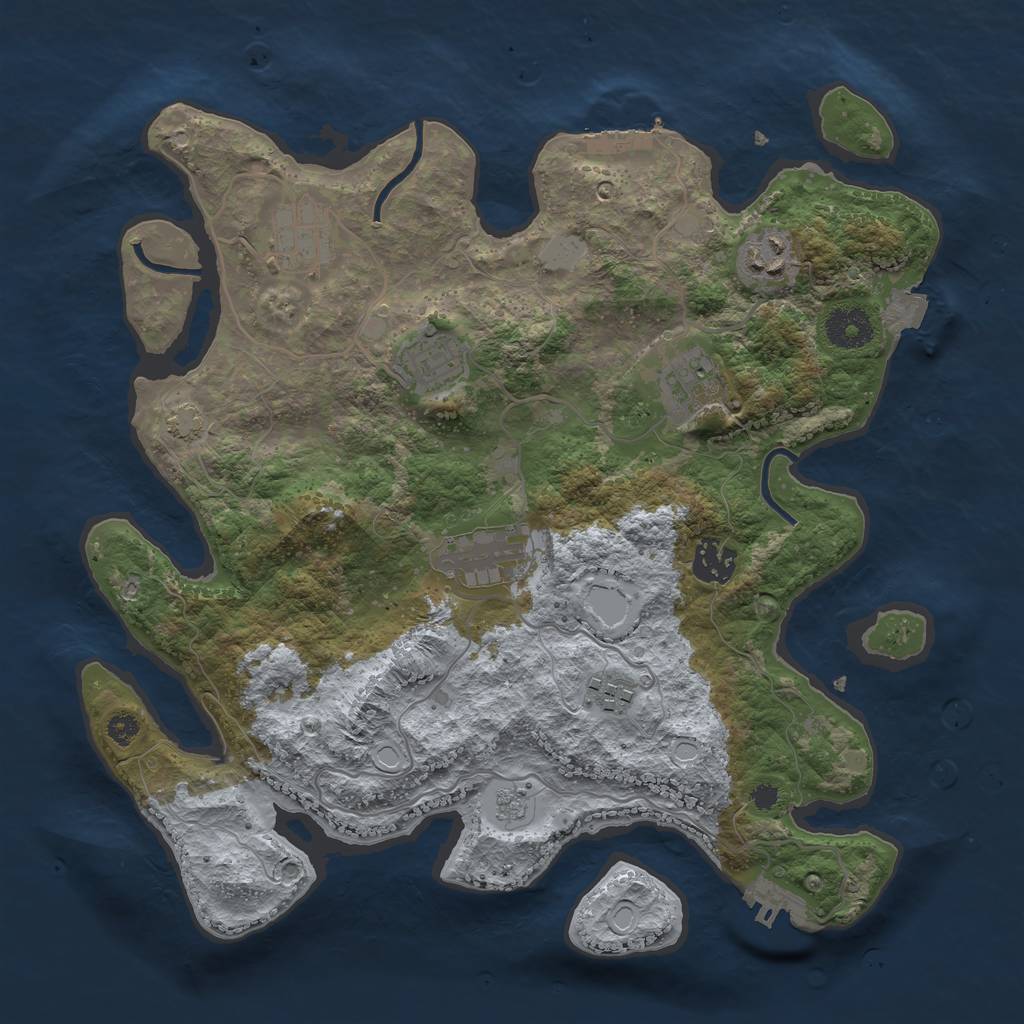 Rust Map: Procedural Map, Size: 3400, Seed: 17843824, 14 Monuments