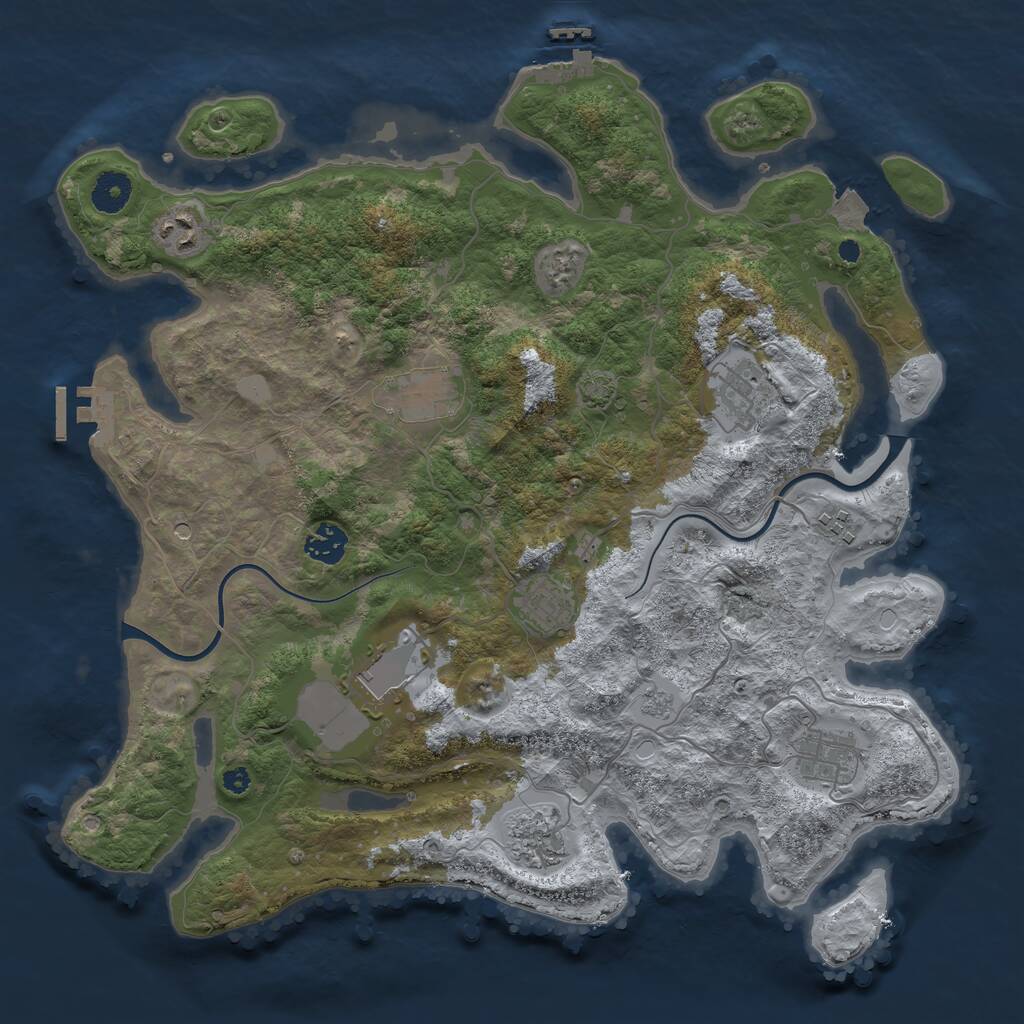 Rust Map: Procedural Map, Size: 3800, Seed: 54537213, 15 Monuments