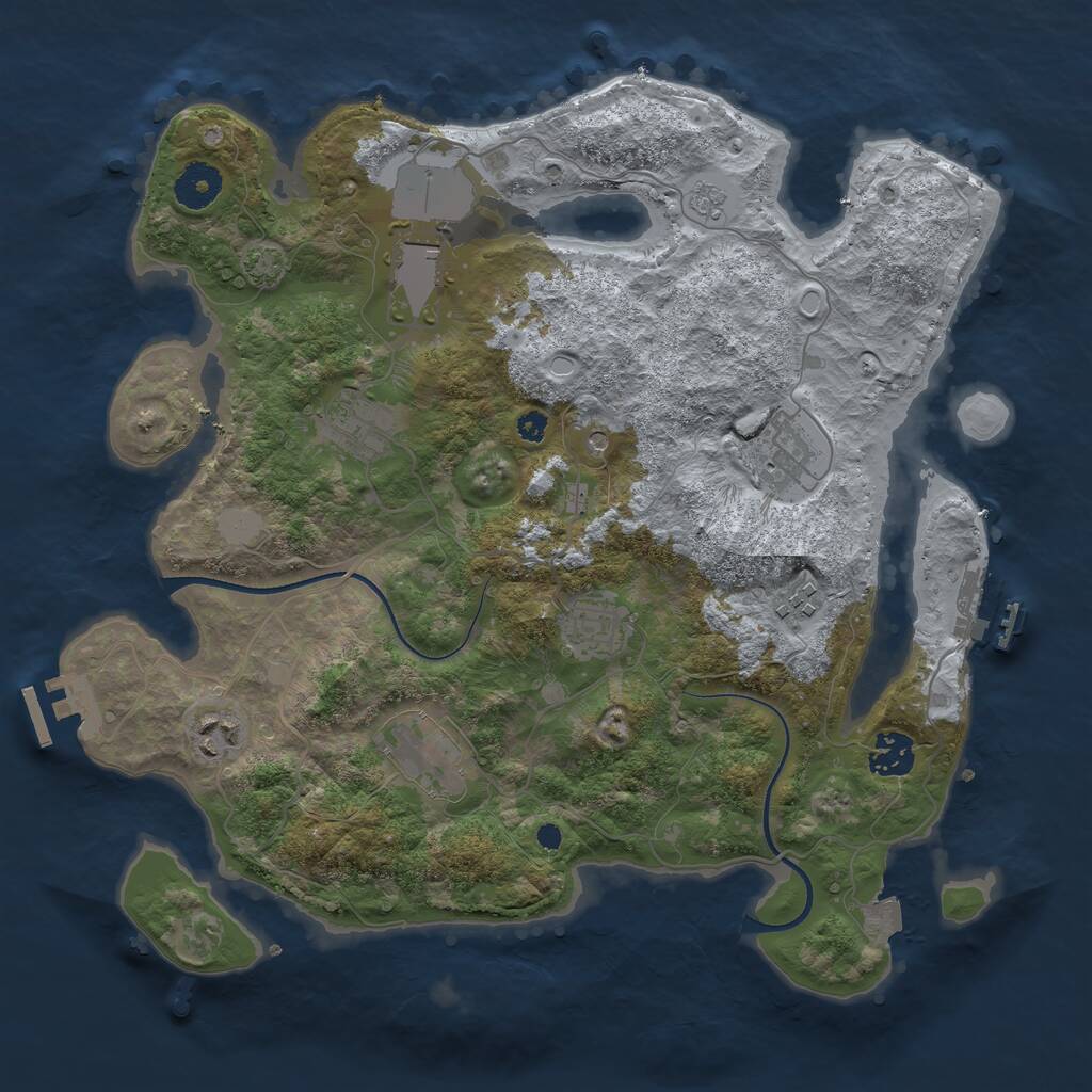 Rust Map: Procedural Map, Size: 3550, Seed: 57542226, 14 Monuments
