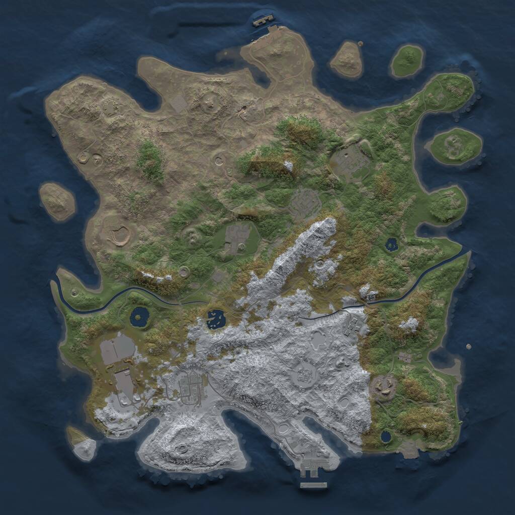 Rust Map: Procedural Map, Size: 3900, Seed: 88884210, 15 Monuments