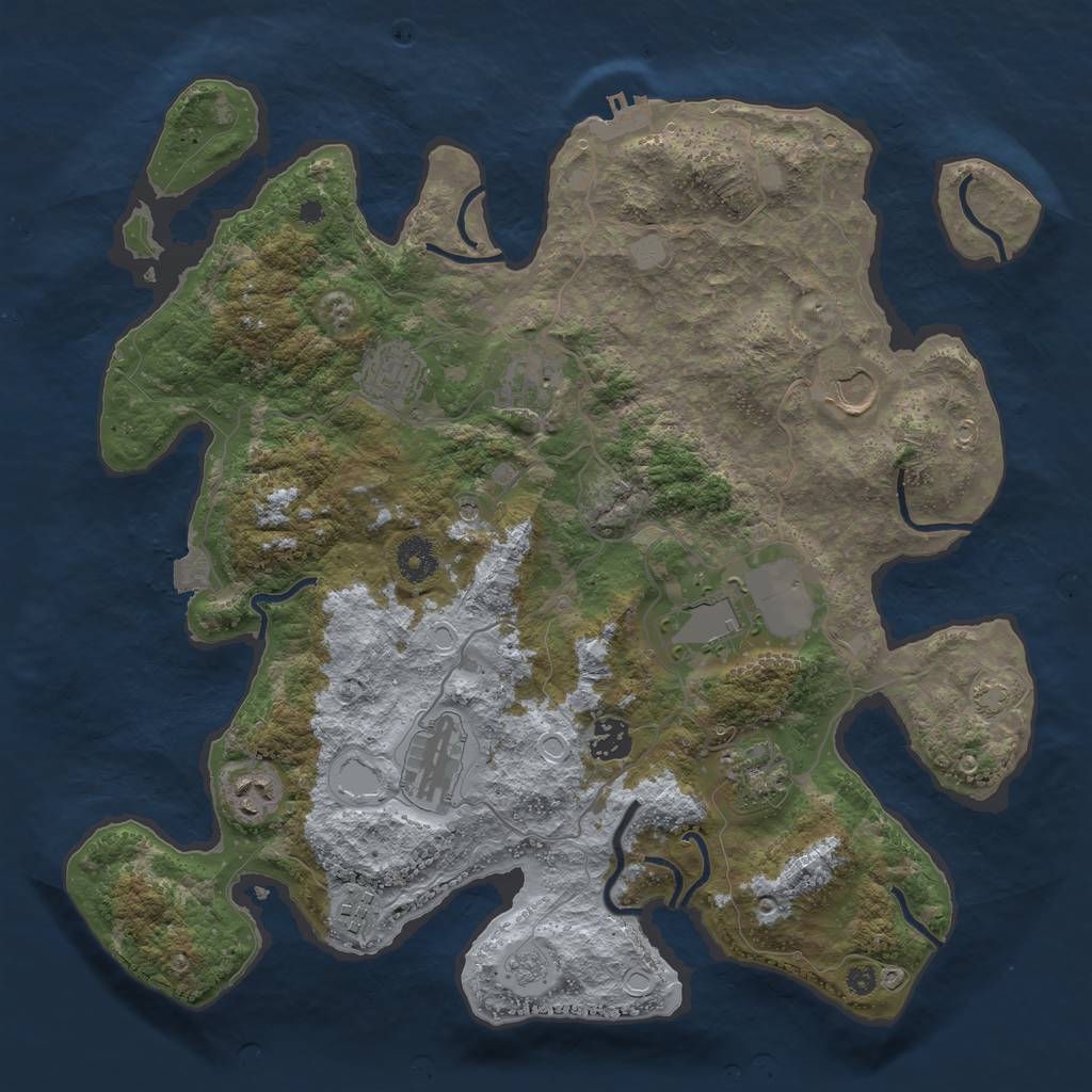Rust Map: Procedural Map, Size: 3750, Seed: 32781541, 16 Monuments