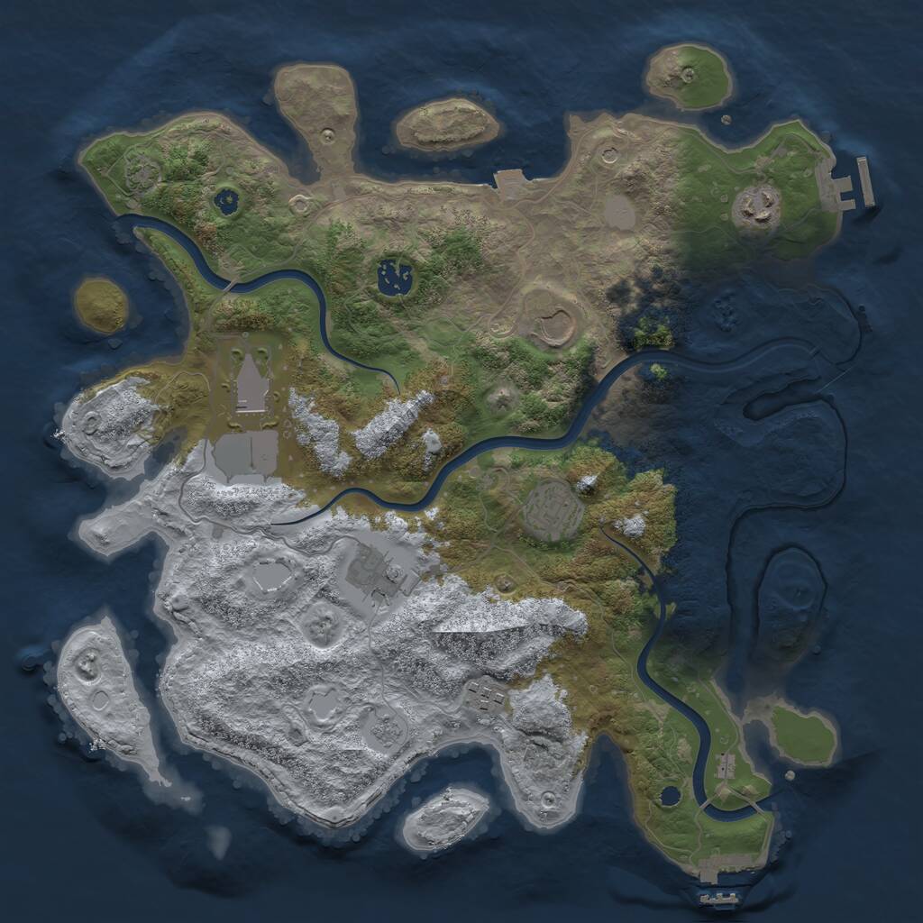 Rust Map: Procedural Map, Size: 3750, Seed: 37785938, 13 Monuments