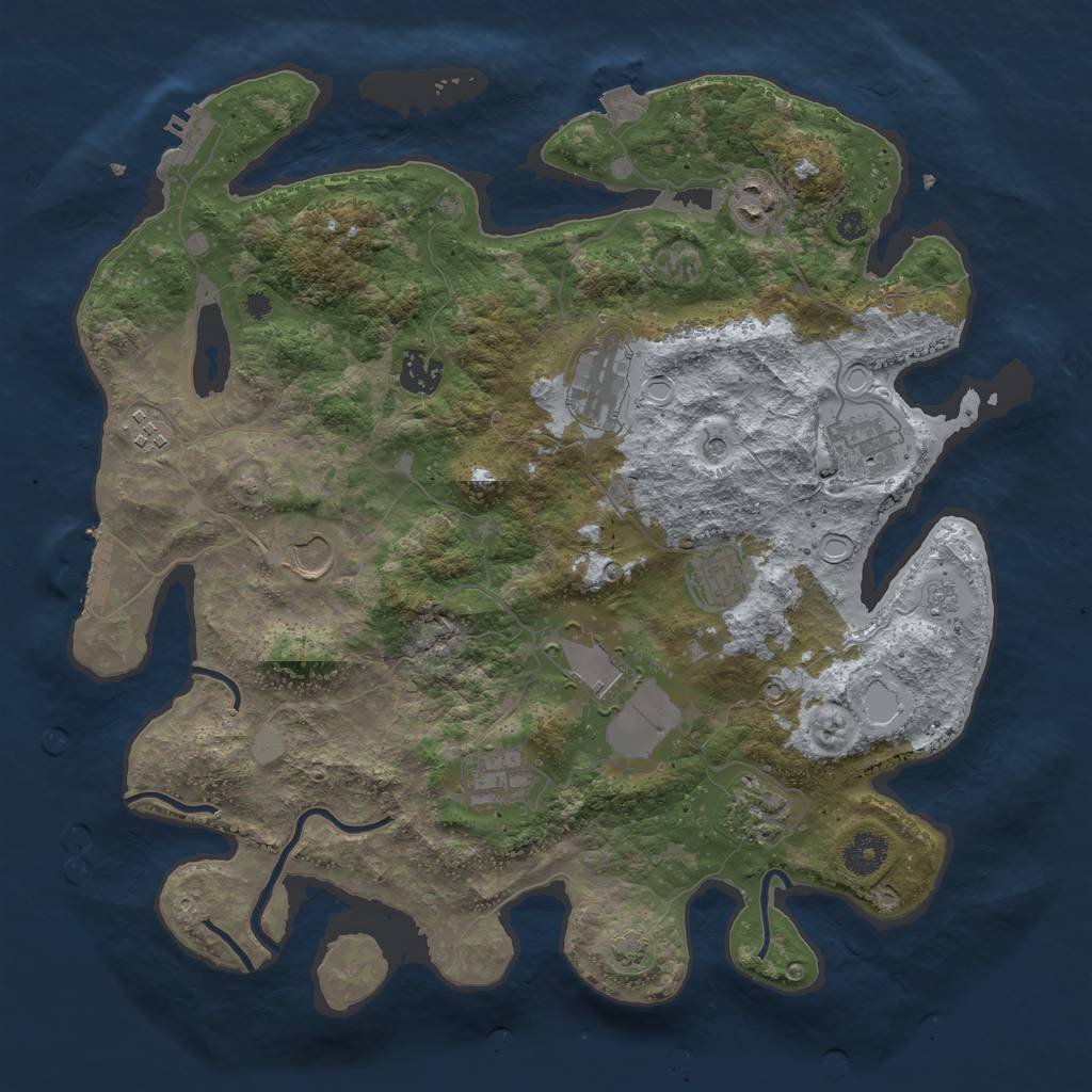 Rust Map: Procedural Map, Size: 3750, Seed: 80184205, 18 Monuments