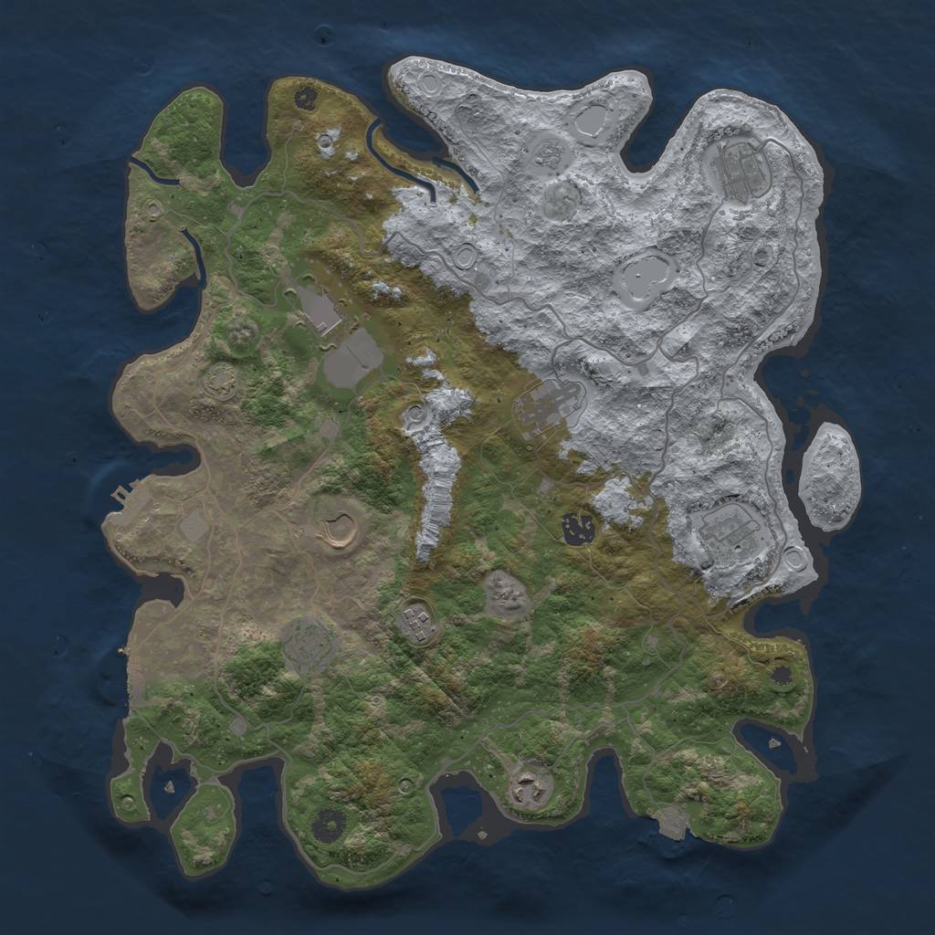 Rust Map: Procedural Map, Size: 4100, Seed: 75091601, 17 Monuments