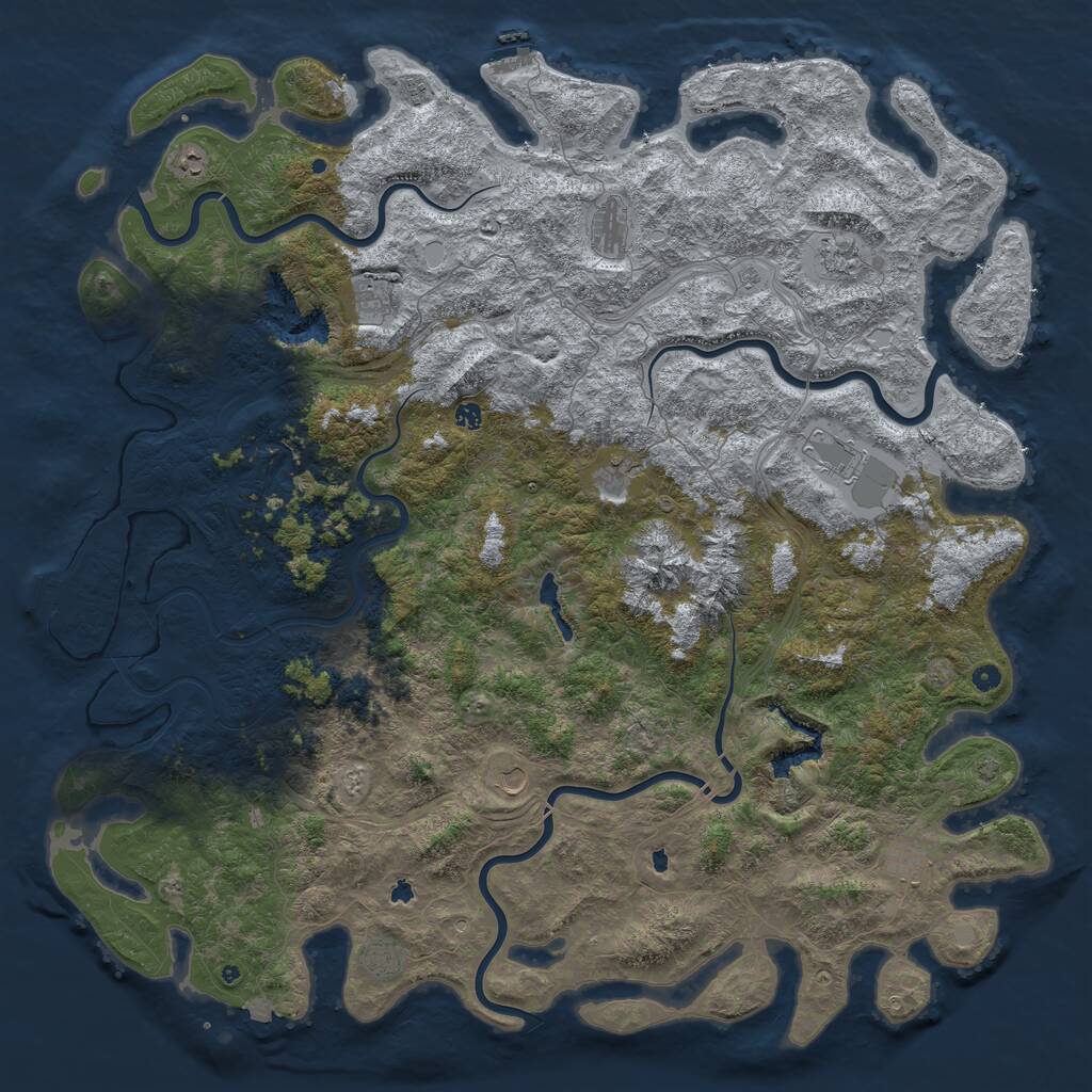 Rust Map: Procedural Map, Size: 6000, Seed: 4098216, 17 Monuments