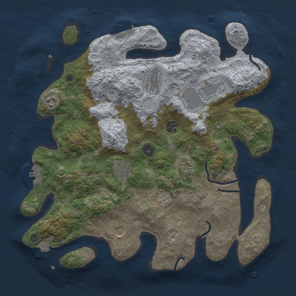 Rust Map: Procedural Map, Size: 3750, Seed: 53863024, 16 Monuments