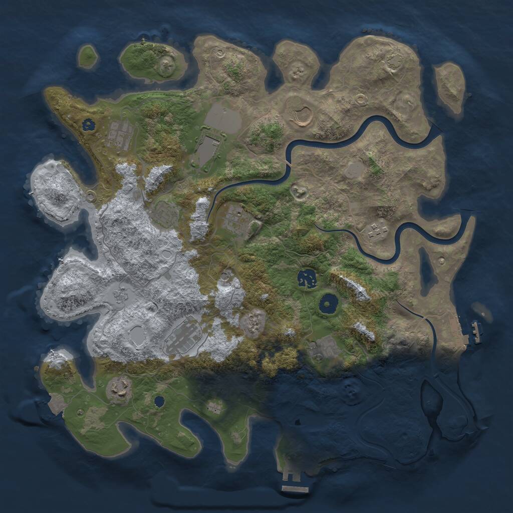 Rust Map: Procedural Map, Size: 3900, Seed: 56363957, 16 Monuments