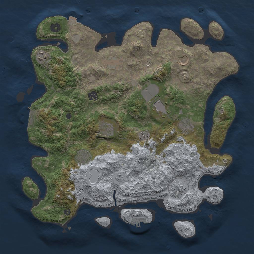 Rust Map: Procedural Map, Size: 3750, Seed: 53461041, 18 Monuments