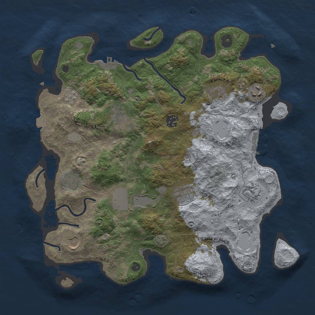 Rust Map: Procedural Map, Size: 3750, Seed: 44839240, 18 Monuments