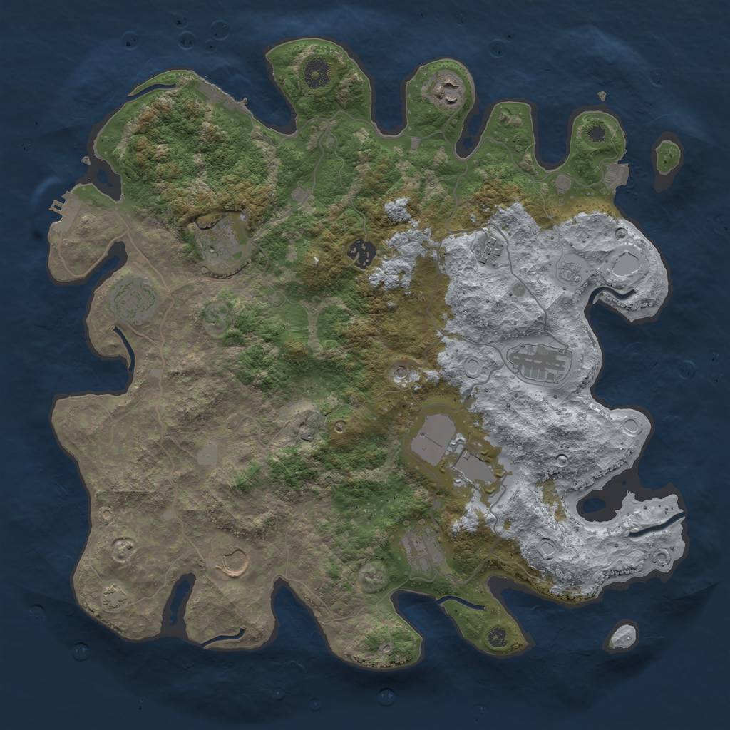 Rust Map: Procedural Map, Size: 3900, Seed: 77122173, 17 Monuments