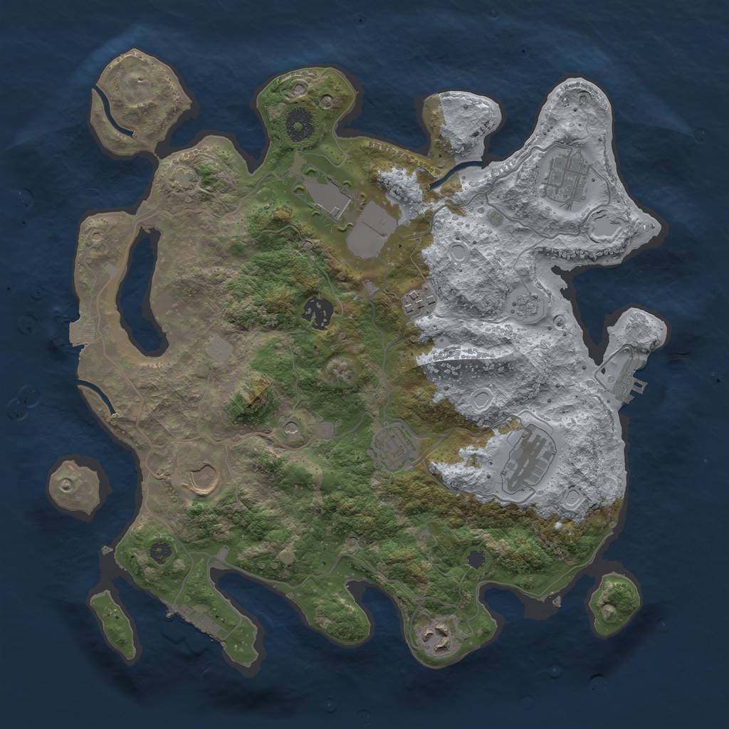 Rust Map: Procedural Map, Size: 3500, Seed: 525206753, 16 Monuments