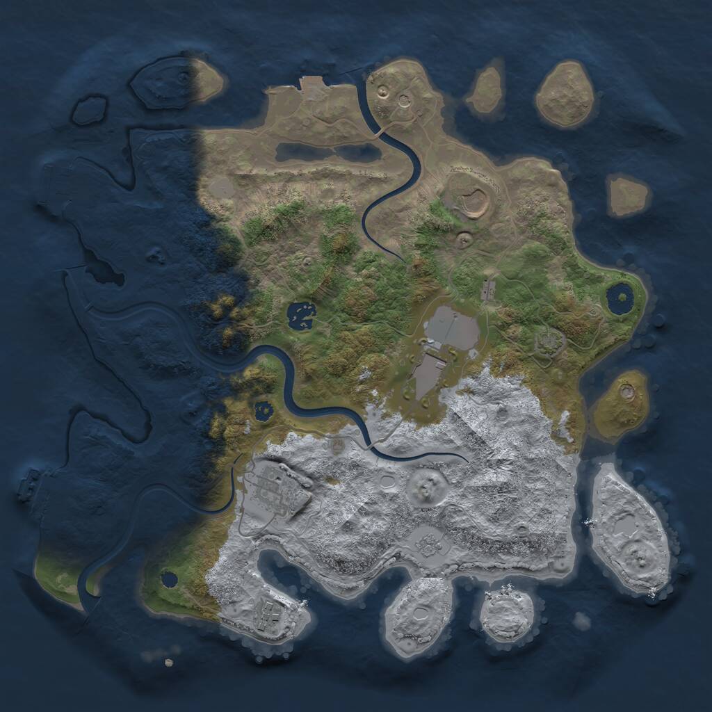 Rust Map: Procedural Map, Size: 3600, Seed: 57335624, 11 Monuments