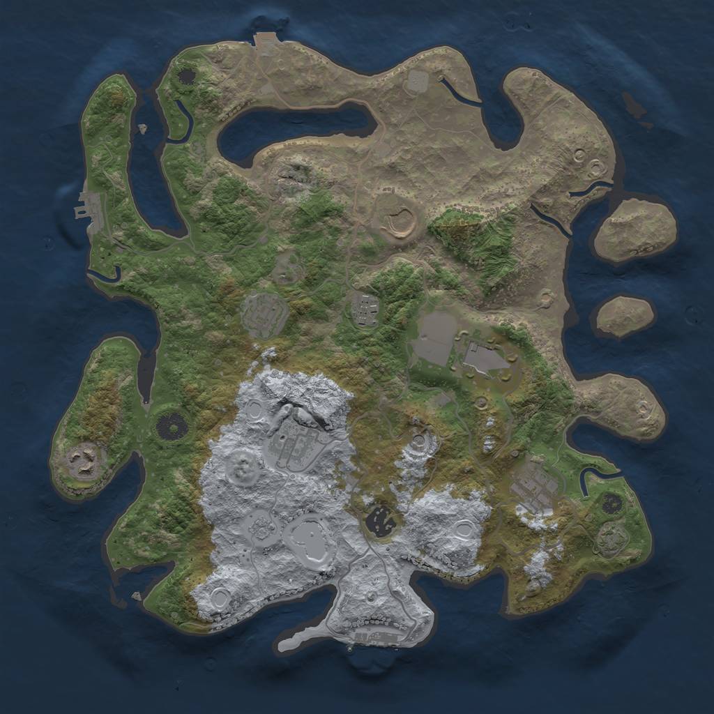 Rust Map: Procedural Map, Size: 3650, Seed: 52724276, 16 Monuments