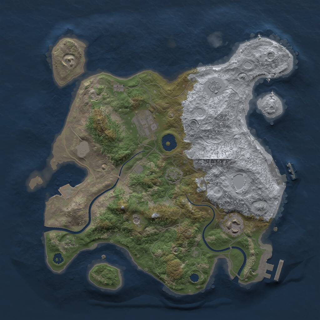 Rust Map: Procedural Map, Size: 3000, Seed: 14344, 8 Monuments