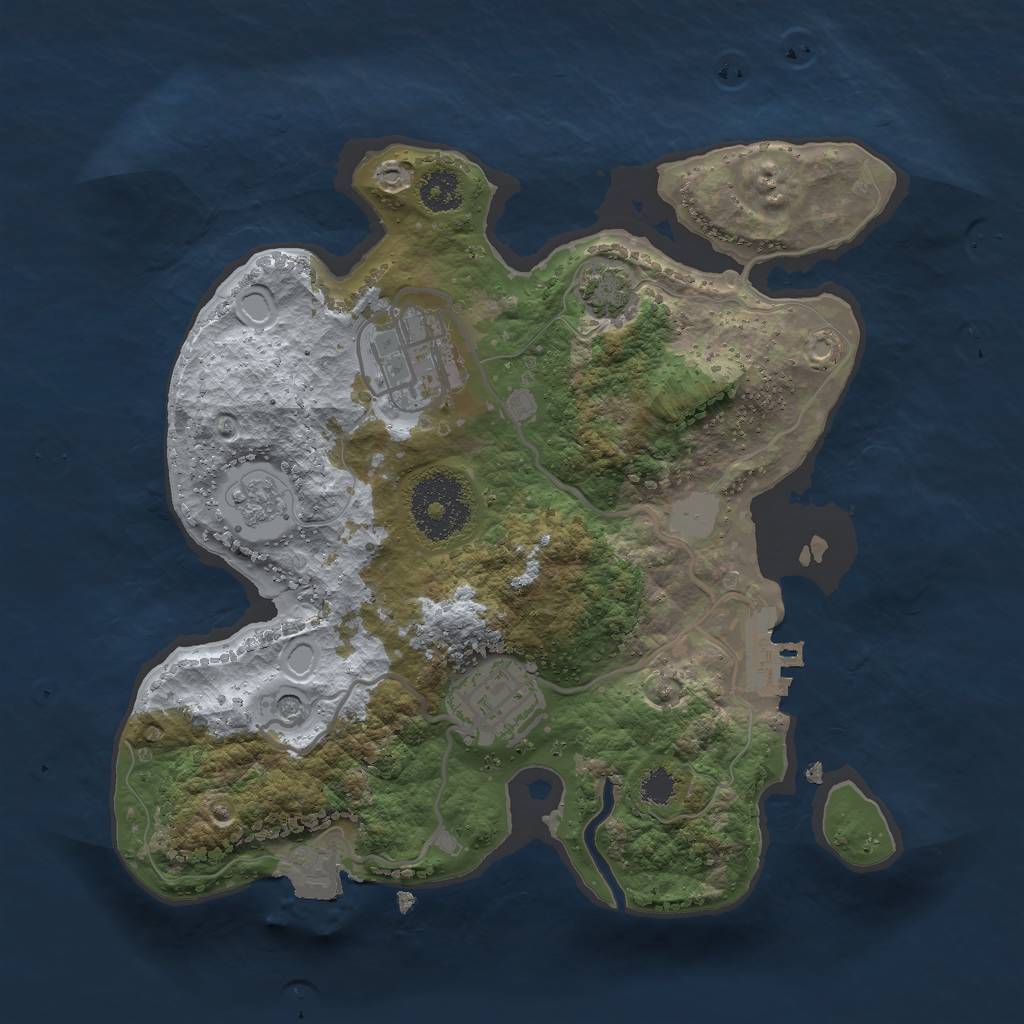 Rust Map: Procedural Map, Size: 2500, Seed: 52305, 9 Monuments