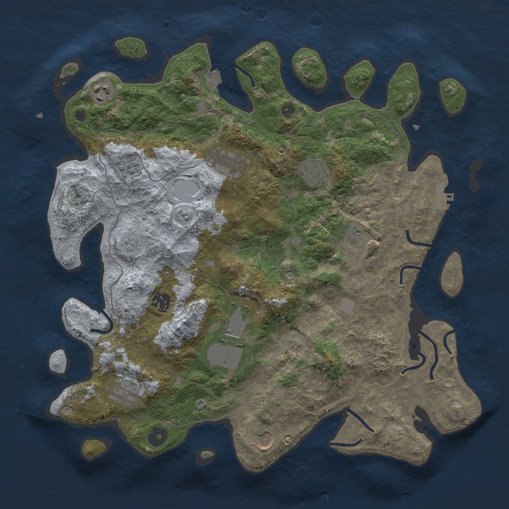 Rust Map: Procedural Map, Size: 4000, Seed: 4142262, 16 Monuments