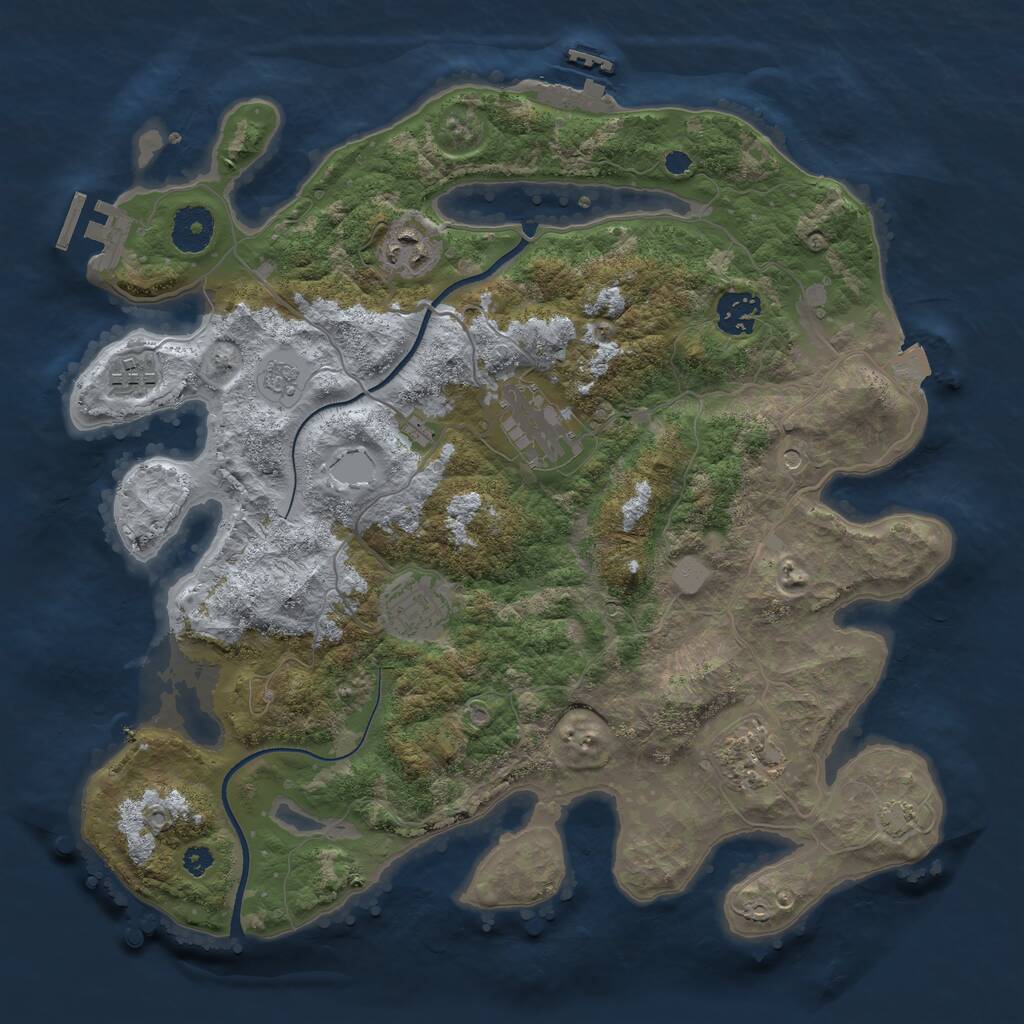 Rust Map: Procedural Map, Size: 3450, Seed: 84665584, 12 Monuments