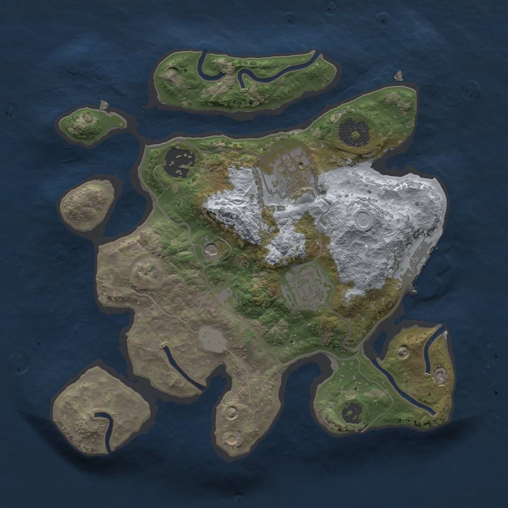 Rust Map: Procedural Map, Size: 2500, Seed: 425588445, 8 Monuments