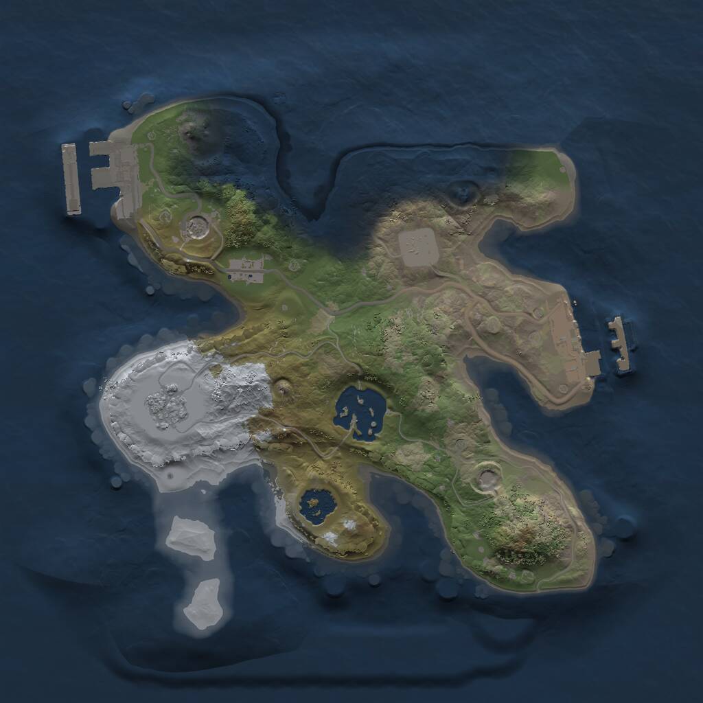 Rust Map: Procedural Map, Size: 2000, Seed: 35146, 6 Monuments