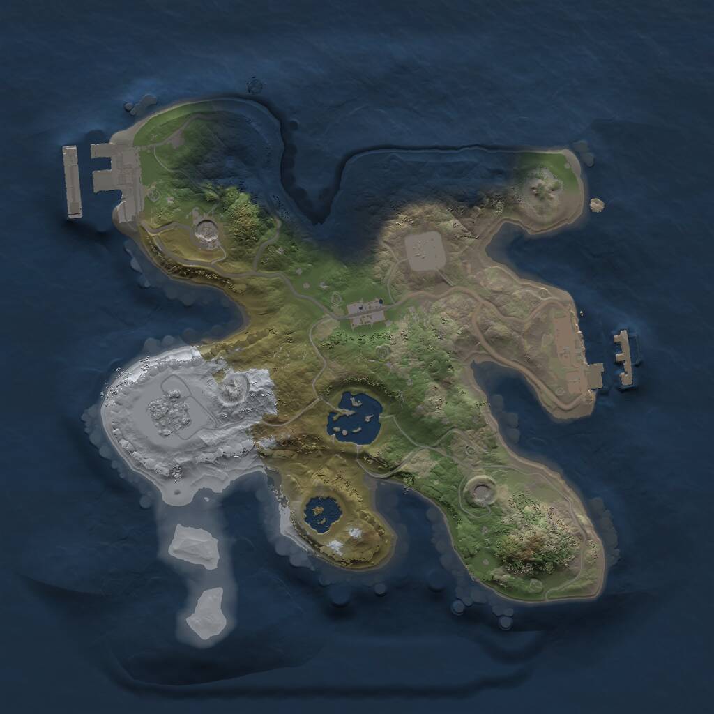 Rust Map: Procedural Map, Size: 2000, Seed: 35146, 6 Monuments