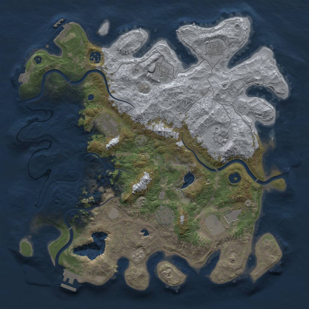 Rust Map: Procedural Map, Size: 4000, Seed: 1235120044, 14 Monuments