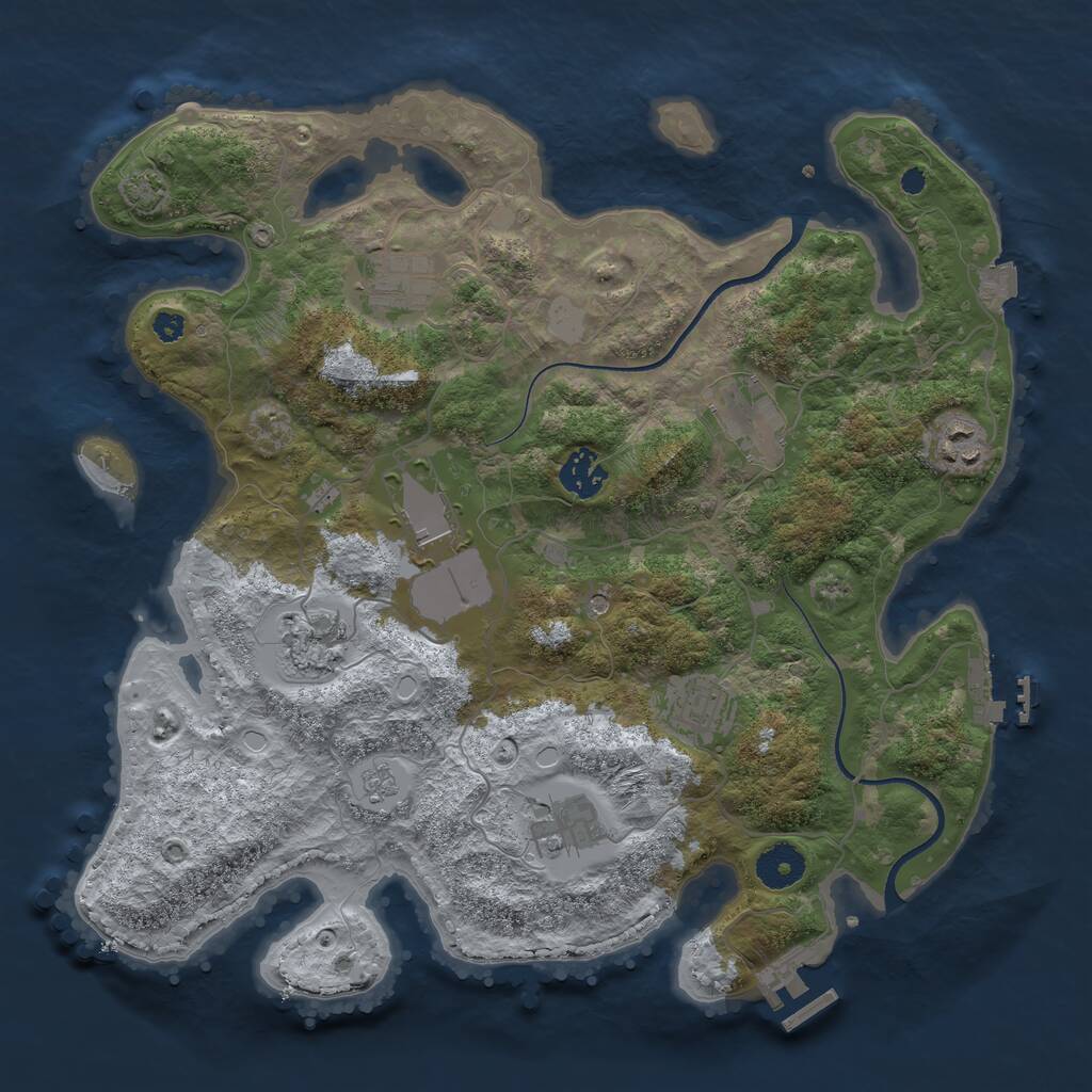 Rust Map: Procedural Map, Size: 3550, Seed: 15691741, 14 Monuments