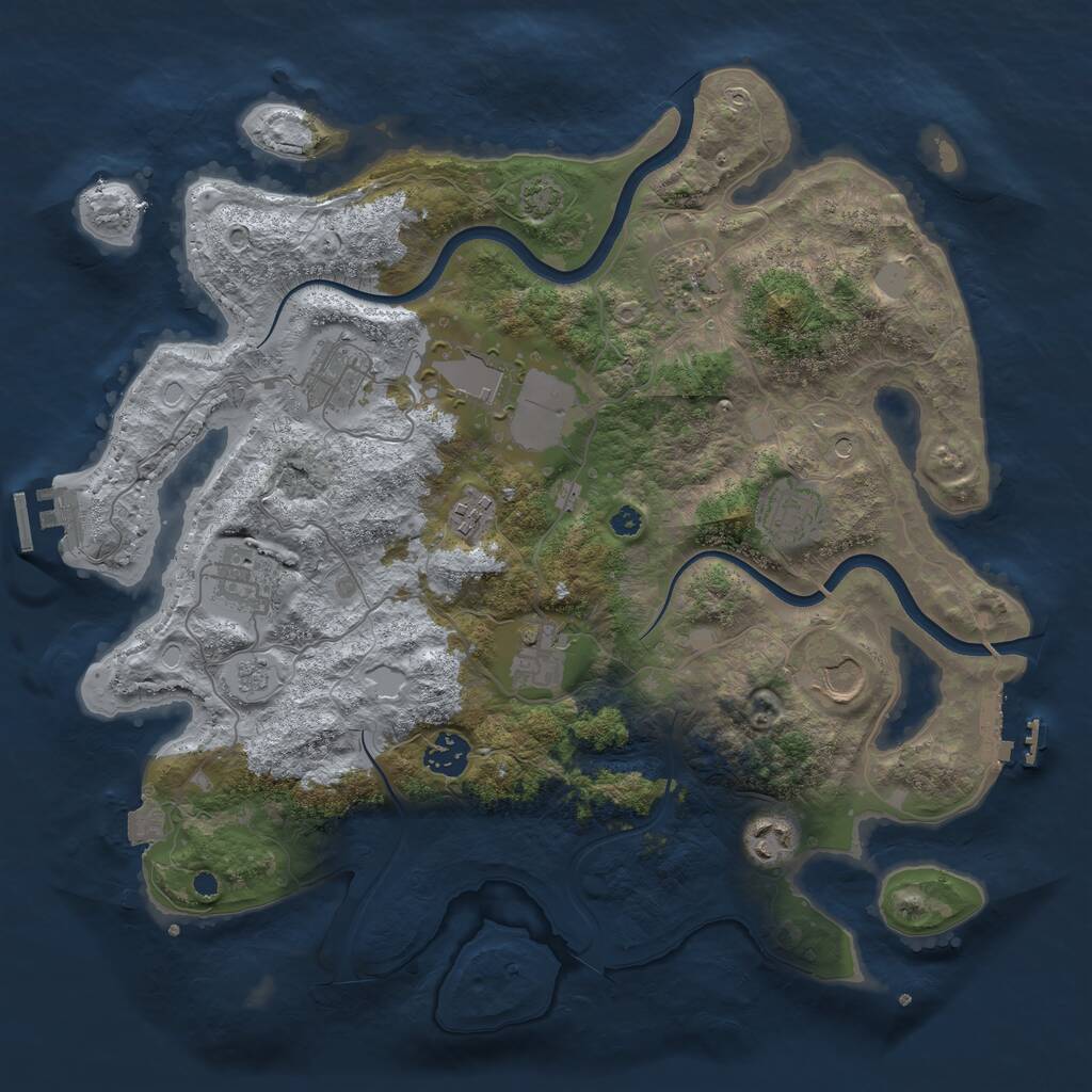 Rust Map: Procedural Map, Size: 3700, Seed: 51904806, 16 Monuments