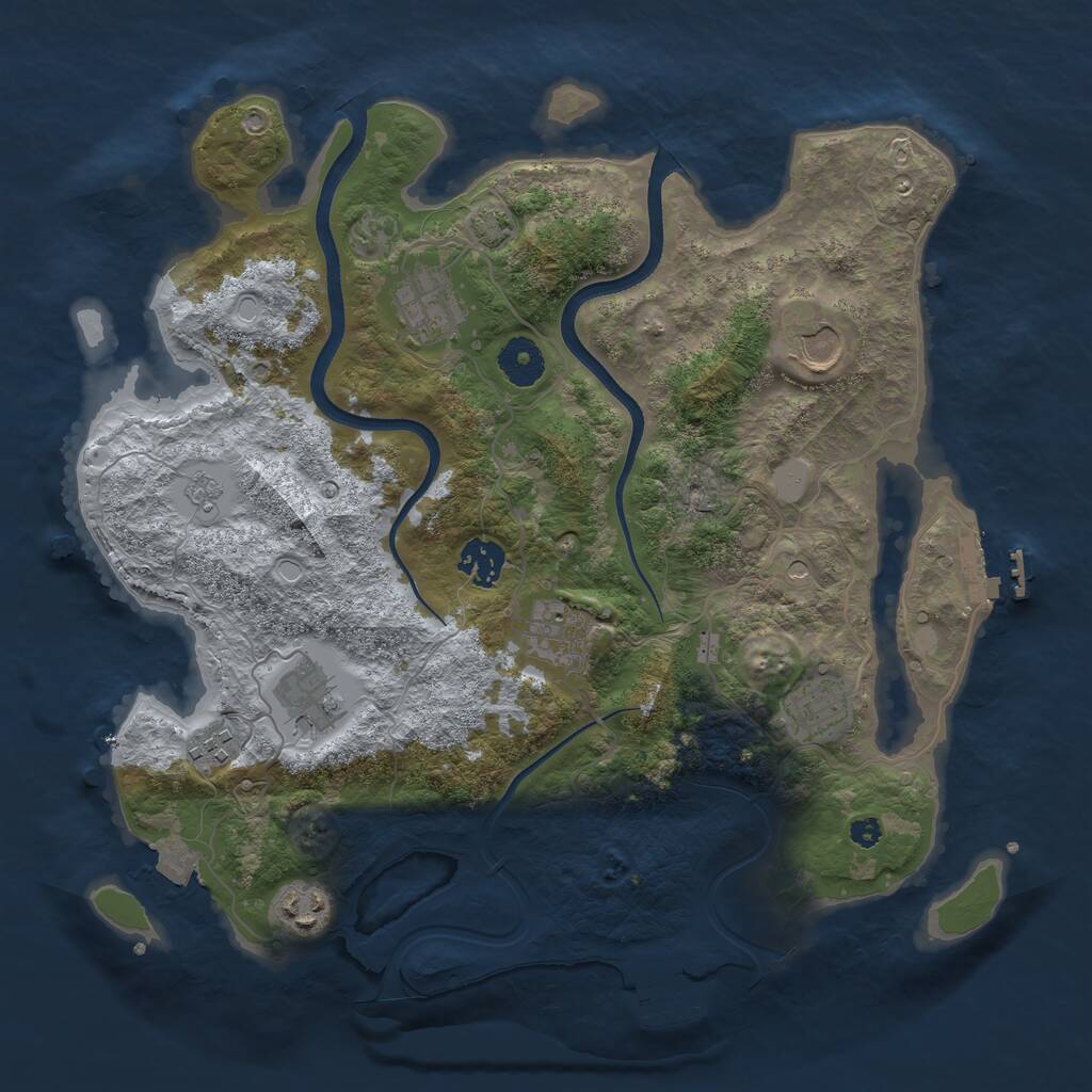 Rust Map: Procedural Map, Size: 3550, Seed: 88601091, 14 Monuments