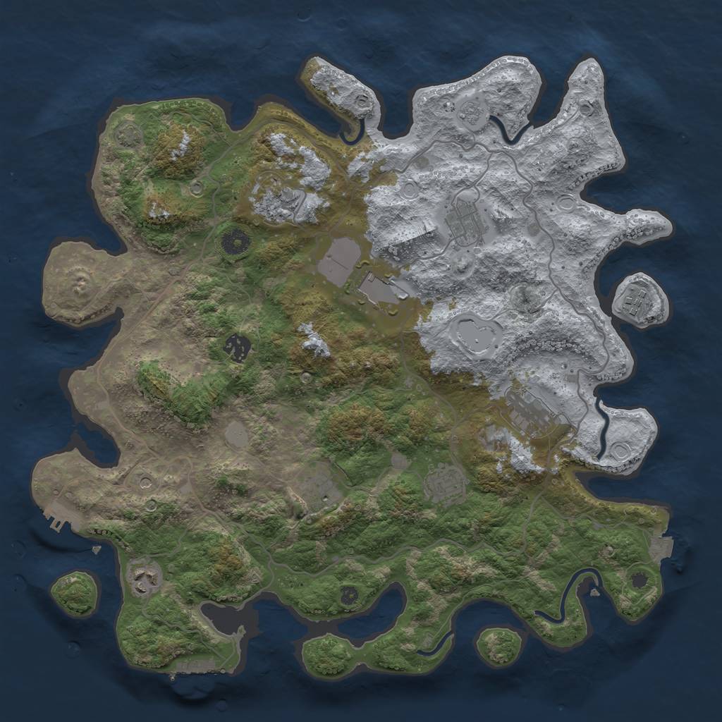 Rust Map: Procedural Map, Size: 4000, Seed: 1664, 17 Monuments