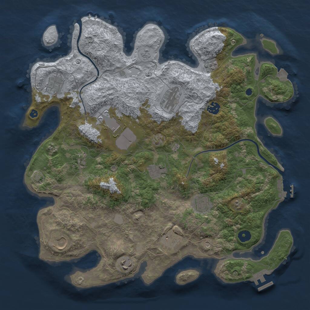 Rust Map: Procedural Map, Size: 3800, Seed: 1897342, 17 Monuments