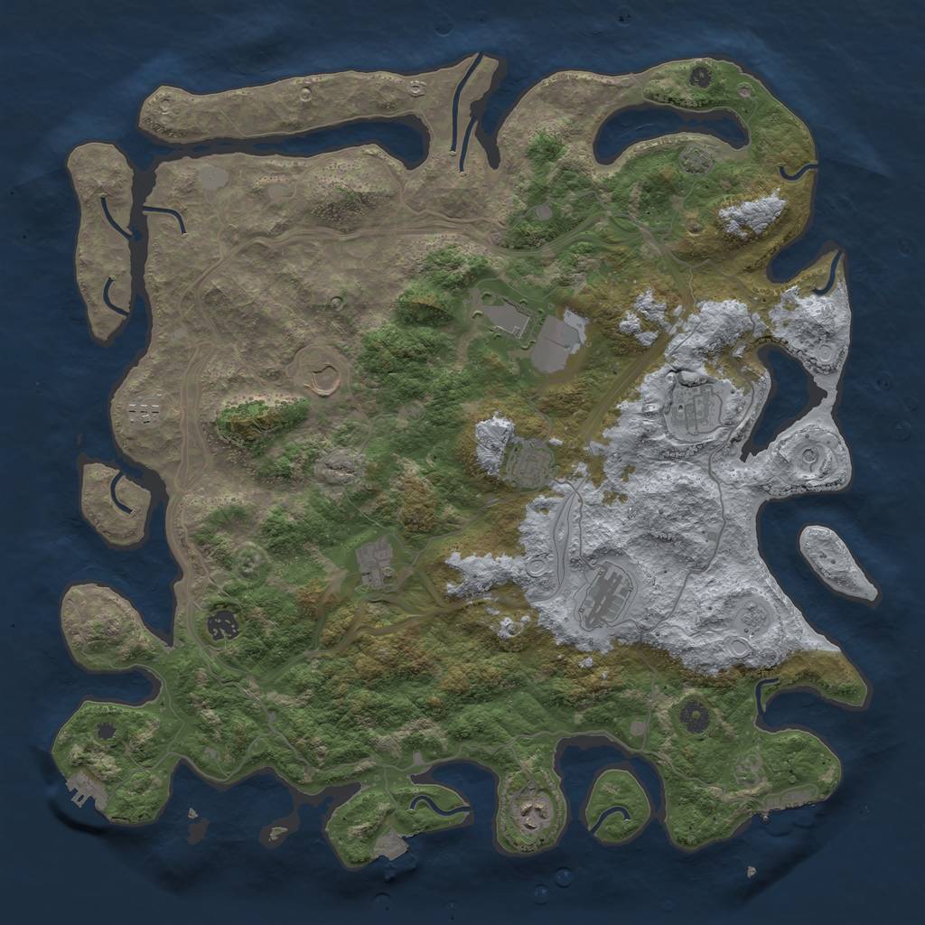 Rust Map: Procedural Map, Size: 4500, Seed: 653945967, 17 Monuments