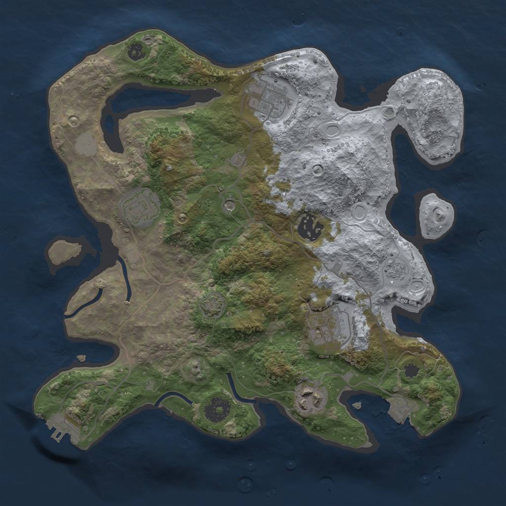 Rust Map: Procedural Map, Size: 3000, Seed: 609271709, 12 Monuments