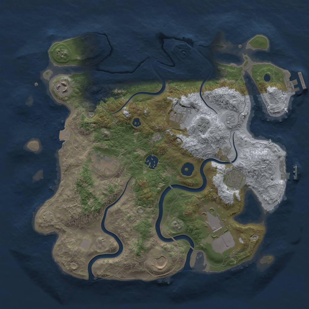 Rust Map: Procedural Map, Size: 3550, Seed: 70812571, 14 Monuments