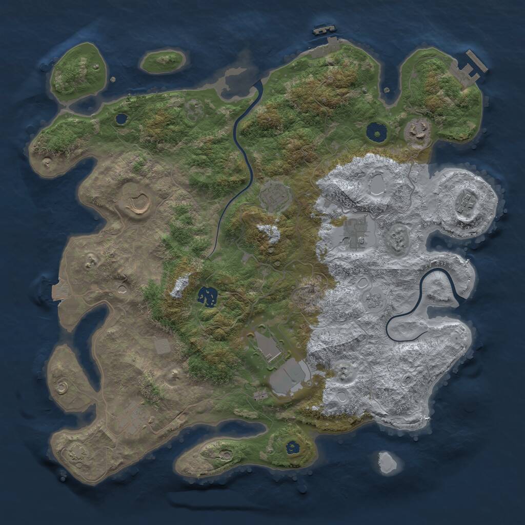 Rust Map: Procedural Map, Size: 3850, Seed: 28959229, 14 Monuments