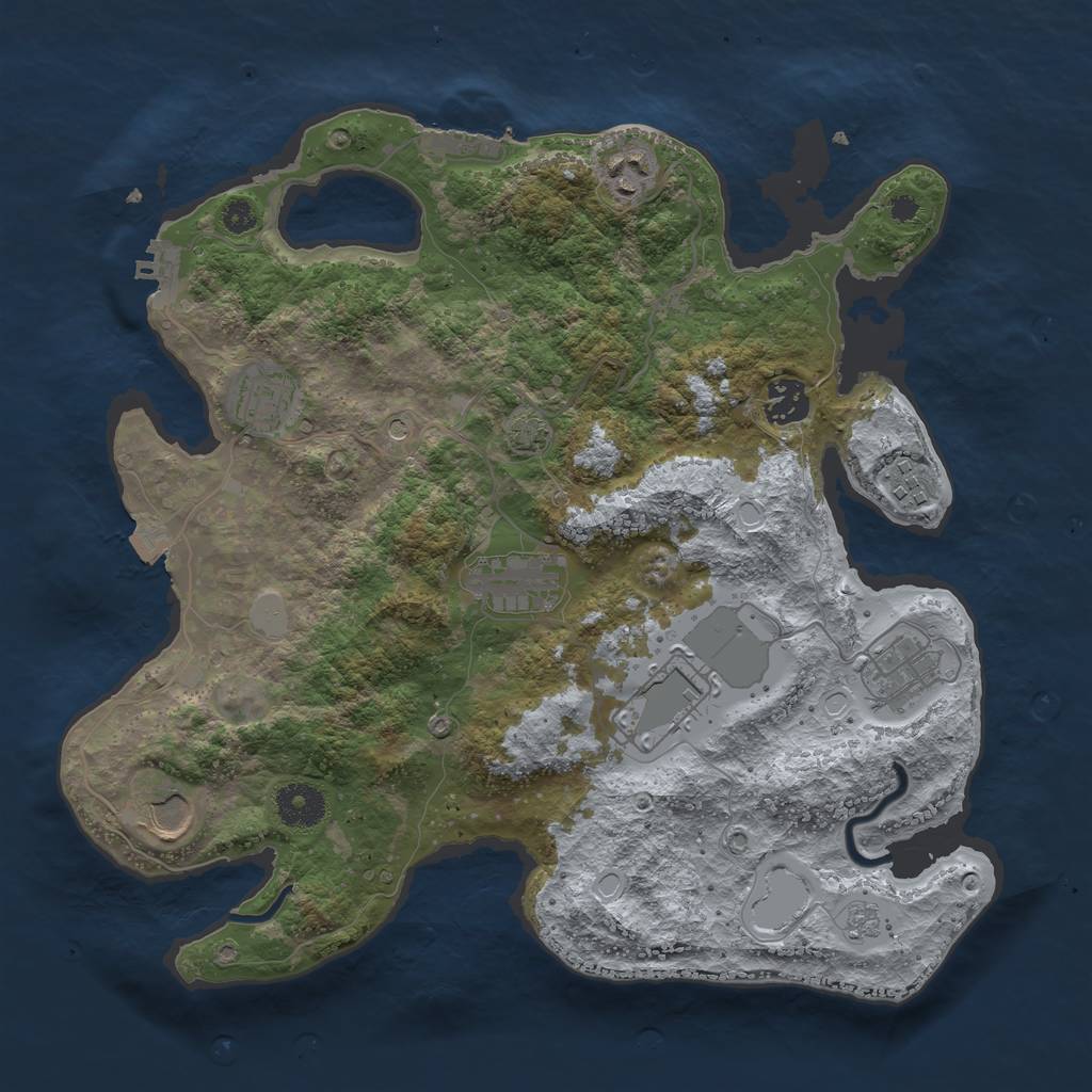 Rust Map: Procedural Map, Size: 3500, Seed: 446031872, 16 Monuments